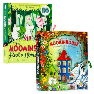 姆明立体书2册英文原版绘本 A Year in the Moominhouse 四季主题亲子共读 80周年纪念款改编自托芙扬松首部姆明故事 精装丝带束口