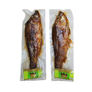 包邮山东东平湖特产五香微辣糟鱼真空即食整条熟鲤鱼袋装500克