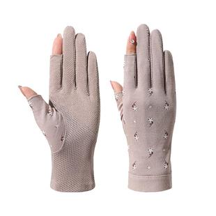 露指防晒手套女薄款夏防紫外线开车司机专用防滑骑行透气棉采茶春