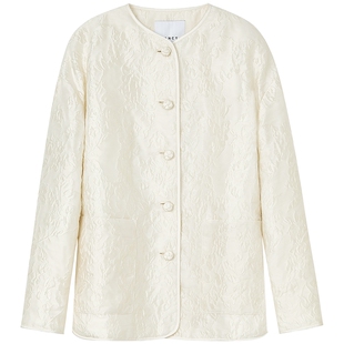 【桑蚕丝提花｜鹅绒】LANCY/朗姿25冬季新款新中式刺绣轻薄羽绒服