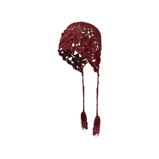 波西米亚镂空帽子秋季手工钩花包头帽显脸小百搭潮流毛线针织帽新