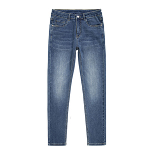 班尼路SK加绒牛仔裤男士秋冬季厚款百搭时尚修身潮流直筒长裤子YS