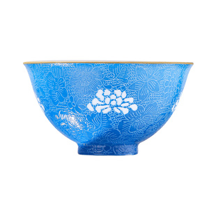 景德镇官方陶瓷手工扒花玲珑主人杯茶杯中式复古高端茶具送礼礼盒