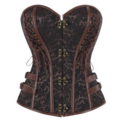 金属皮革装饰紧身胸衣corset