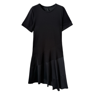 心存真不规则拼接大码长裙200斤加肥加大胖mm宽松遮肚显瘦连衣裙