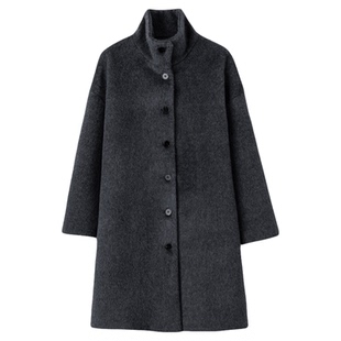 FANLE STUDIOS经典长期主义苏力羊毛ROW风立领单排扣中长款大衣