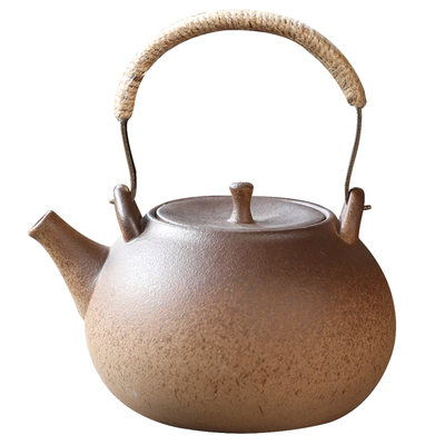复古木碳炉煮茶壶陶瓷烧水壶粗陶