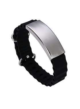 14mm定制刻字男士硅胶不锈钢手链