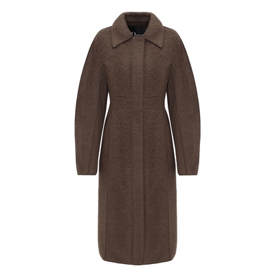 IDPAN圈圈呢收腰显瘦羊毛外套设计感修身长款毛呢大衣25冬新款