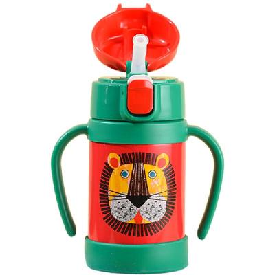 tiger虎牌儿童吸管保温杯卡通可爱宝宝婴幼儿双手柄304不锈钢水杯