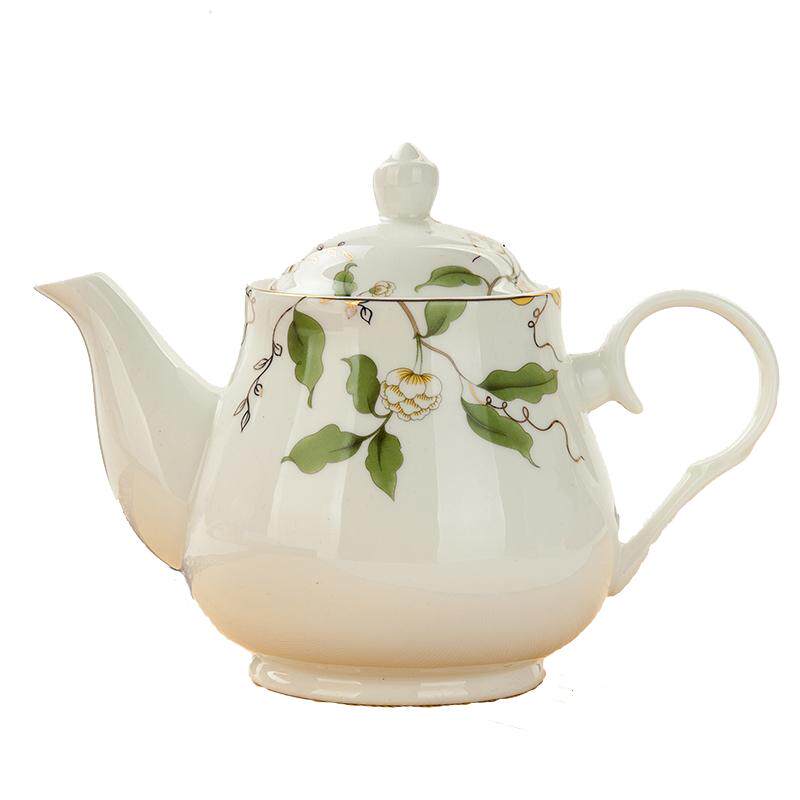 金岚玉骨瓷中式茶壶大号小号单壶骨质瓷花茶壶泡茶壶小壶玉兰壶