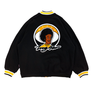 ACUSA哈林球队风格夹克刺绣摇粒绒HipHop男外套肥大运动卫衣秋季