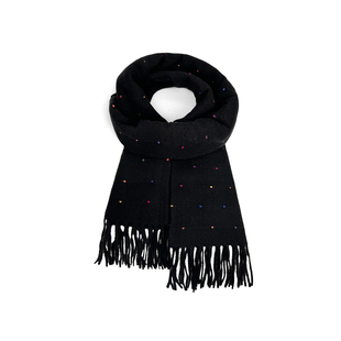 MINISO名创优品彩虹糖豆白色围巾冬季韩系氛围感加厚学生保暖围脖