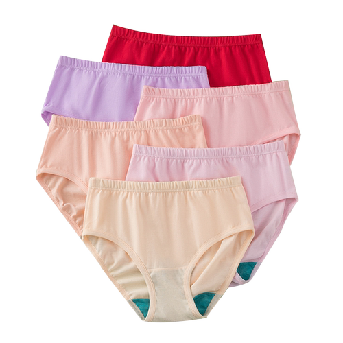 4条AB女士内裤纯棉宽松大码高腰全棉舒适妈妈抗菌红色三角裤2822