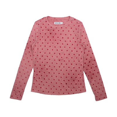 NATURALHOTEL植绒波点长袖T恤