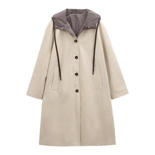 芭依璐时尚风衣2026春季新款宽松夹克连帽大衣上衣休闲风衣外套女