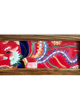 客厅墙新中式立体浮雕陶瓷画榆木