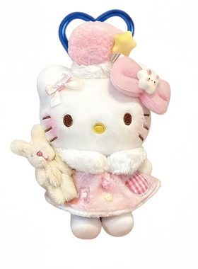 正版新年红纽扣HelloKitty凯蒂猫包挂件卡通毛绒玩偶钥匙扣送礼物
