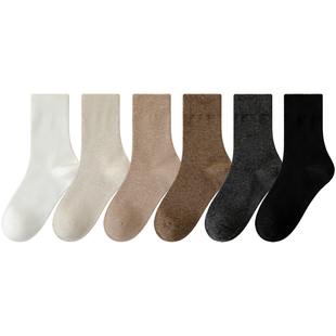 袜子男士中筒纯棉春秋款防臭吸汗秋冬季无骨长筒纯色黑白冬天运动