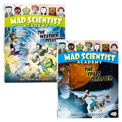 疯狂科学学院系列漫画2册 太空危机 天气危机 英文原版绘本 Mad Scientist Academy The Space Disaster/The Weather Disaster全彩