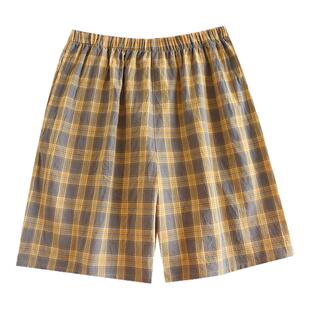 【色织格子裤】日系全棉水洗棉男士家居裤五分裤沙滩裤宽松加大码