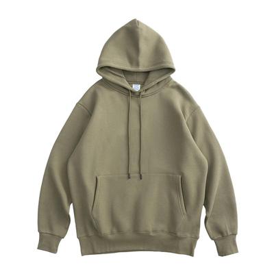 秋冬纯色加绒加厚宽松连帽卫衣潮