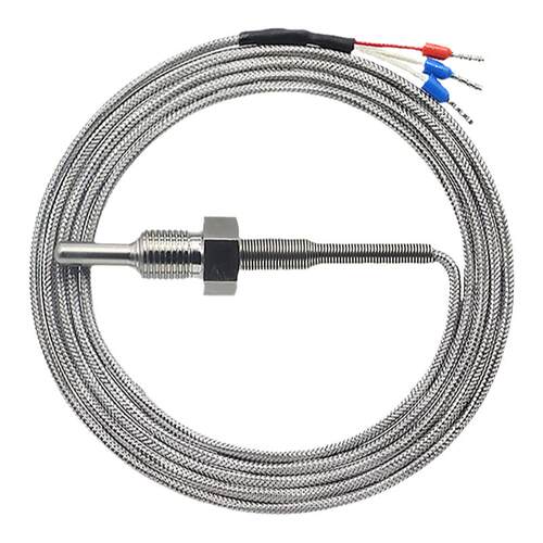 450℃高温PT100温度传感器铂热电阻感温探头螺纹K型热电偶风管道
