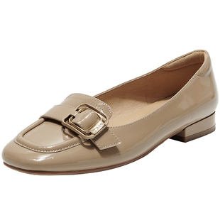 商场同款百田森浅单鞋女春夏新款平底时尚单鞋牛漆皮真皮鞋