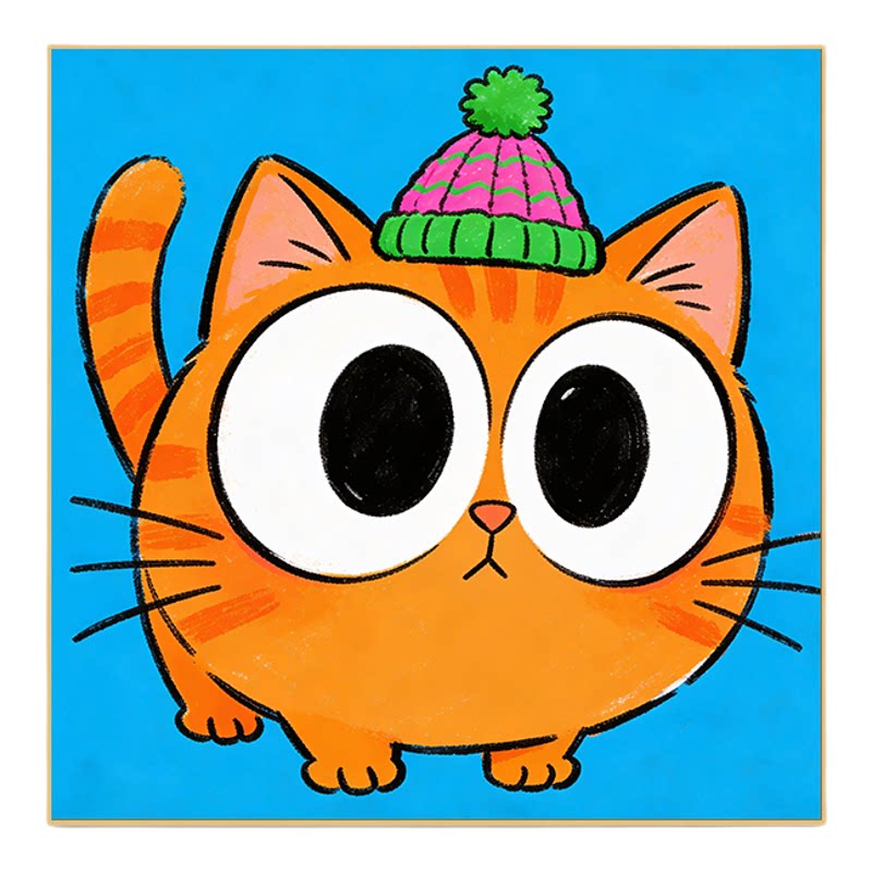 猫咪数字油画儿童小尺寸手工diy填充画画手工绘画画简约丙烯画
