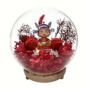 玻璃罩永生花状元郎玫瑰干花学生书桌摆件送朋友孩子考试礼物