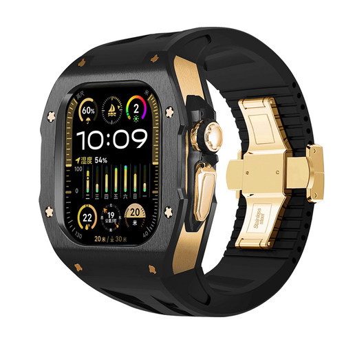 适用AppleWatch Ultra3碳纤维保护壳苹果手表一体表带iWatchUltra2代表壳全包防摔iWatch钛金属高级感改装