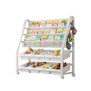 玩具收纳架儿童书架落地家用绘本架阅读区移动简易宝宝书柜置物架