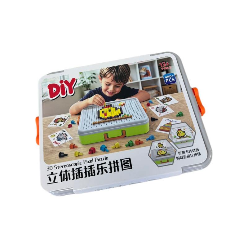 立体插插乐蘑菇钉创意拼图大颗粒DIY拼装专注力训练男女儿童玩具