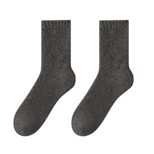 巨厚袜子男款秋冬加绒加厚中筒袜羊毛混纺保暖防臭睡眠地板长袜