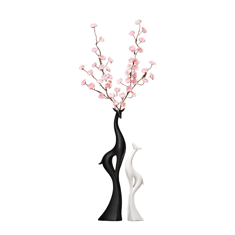 入门玄关展示柜福鹿呈祥花瓶摆件