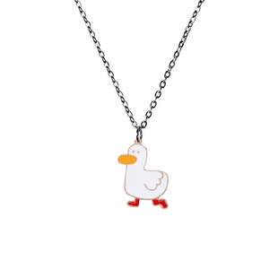 宇宙射线--网红爱你鸭早春潮款简约卡通小清新情侣卫衣百搭吊坠链