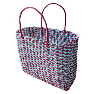 轻奢风时尚仿藤编手提篮大号菜篮子高端购物篮手工编野餐篮塑胶篮