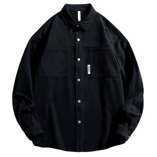 春季青少年工装衬衫外套男款纯棉长袖夹克2026新款美式上衣衬衣潮