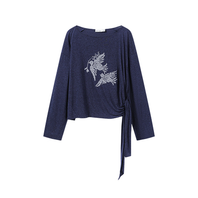 【26春夏新品】CPLUS SERIES飞鸟/太阳花刺绣落肩绑带棉麻上衣