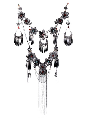 金属流苏项链复古额饰项链