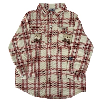 Bronze Lucia粉格纹磨毛喵衬衫复古格纹原创设计感长袖加绒上衣女