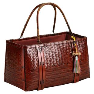 手工日式竹编包手提包女竹包茶道手拎包长方形禅意便携茶具收纳包