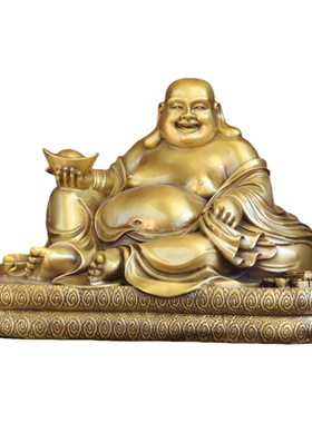 纯黄铜弥勒佛笑口常开佛供奉摆件