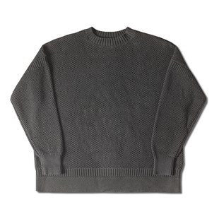 double seam 根西岛复古宽松毛衣 圆领落肩纯棉厚针织 秋冬季