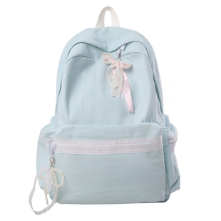 书包ins小众风高中女生初中生蓝色高颜值简约背包大容量双肩包女