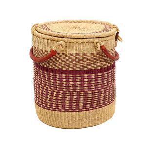 Roomology 非洲进口加纳手工草编洗衣篮脏衣篓收纳篮天然染色编织