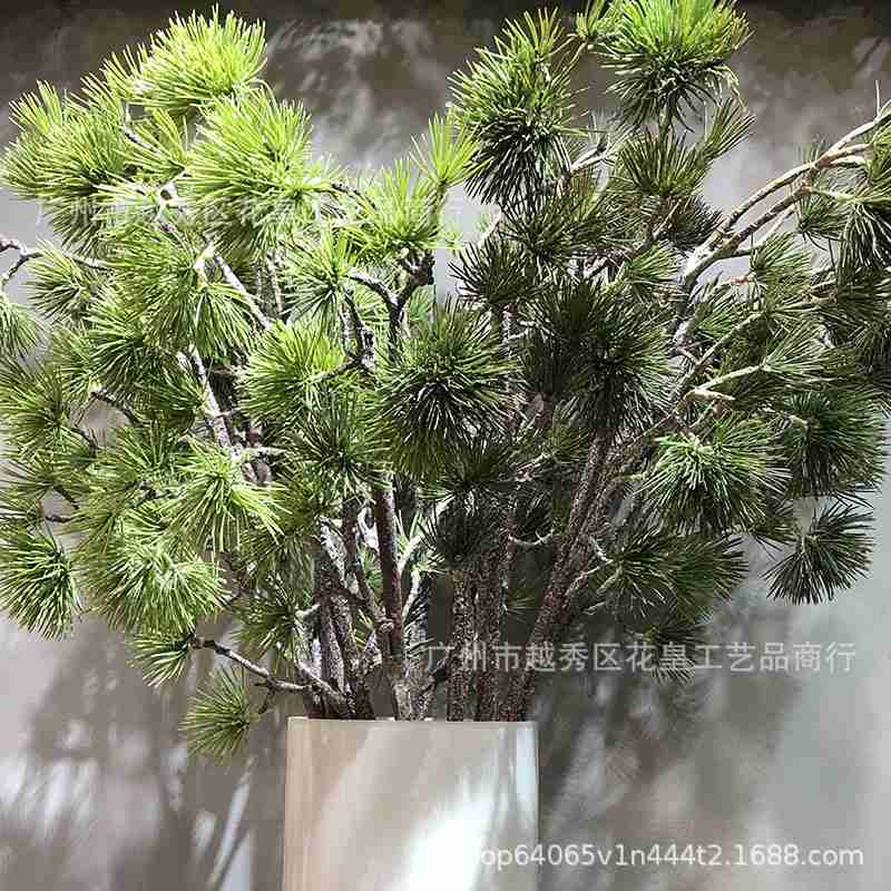 仿真松树假松针仿真美树枝迎客松罗汉松松绿枝人崖中式柏树植松