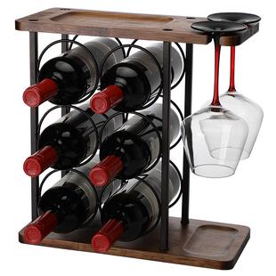 创意实木红酒架子倒挂高脚杯架高档葡萄酒瓶架酒柜展示架家用摆件