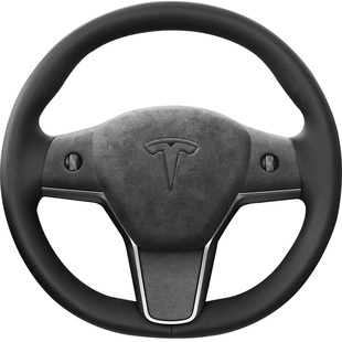 适用于特斯拉model3喇叭罩方向盘贴改装饰配件车标内饰翻毛皮贴片