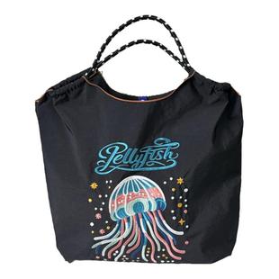 高圆圆同款包guan chain包环保袋斜挎尼龙女帆布大容量水母购物袋